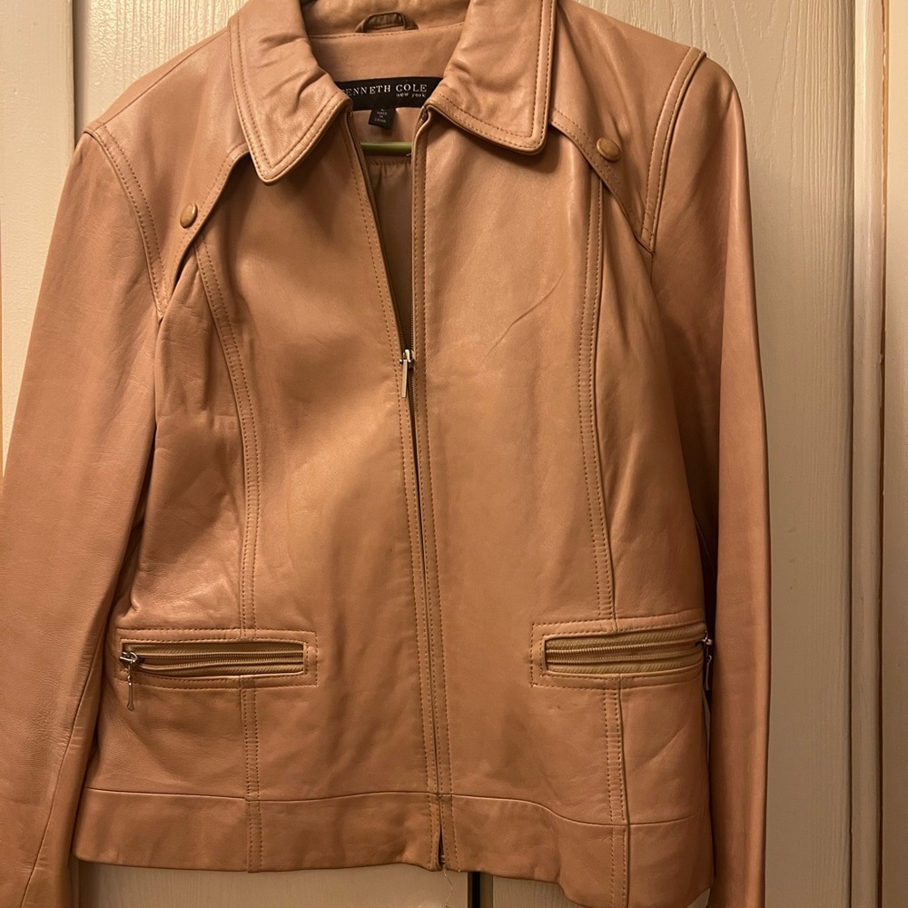 Kenneth Cole Leather Jacket with silver hardware !